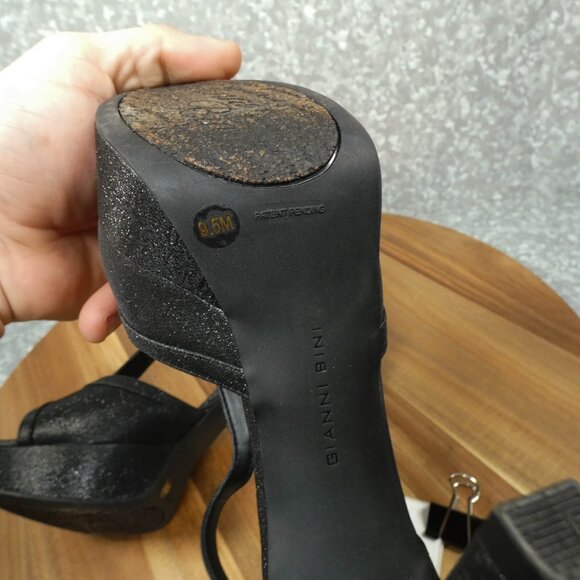 Gianni Bini Heels Black Sparkled Rhinestones Stiletto Peep Toe Shoe - Picture 11 of 12